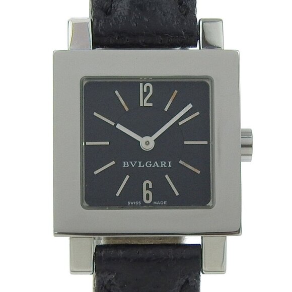 BVLGARI Quadlard Watches SQ22SL blackDial Stainless Steel/leather Quartz - Picture 1 of 8